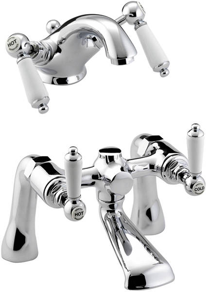 Larger image of Bristan Renaissance Mono Basin & Bath Filler Taps Pack (Chrome).