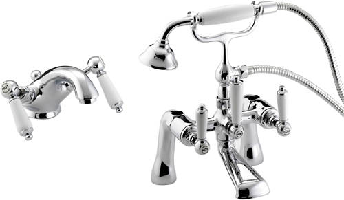 Larger image of Bristan Renaissance Mono Basin & Bath Shower Mixer Taps Pack (Chrome).