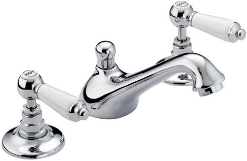 Larger image of Bristan Renaissance 3 Hole Basin Mixer Tap With Pop Up Waste (Chrome).