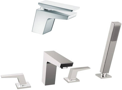 Larger image of Bristan Sail Mono Basin & 4 Hole Bath Shower Mixer Tap Pack (Chrome).