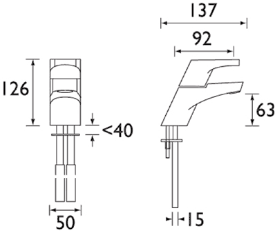 Technical image of Bristan Synergy Mono Basin Mixer Tap (Chrome).