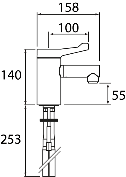 Technical image of Bristan Commercial Thermostatic Basin Mixer Tap With Short Lever (TMV3)