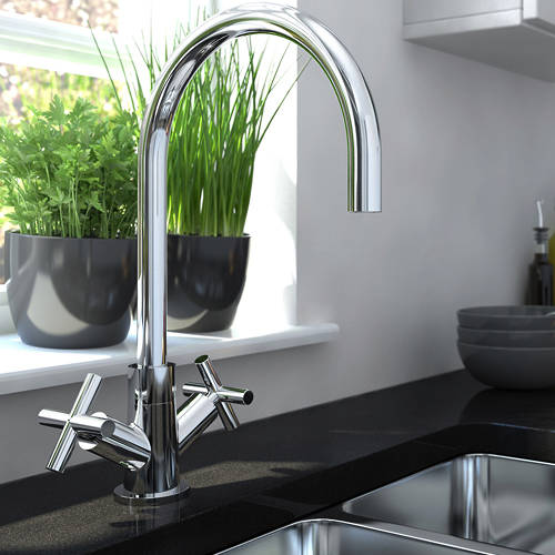 Example image of Bristan Kitchen Easy Fit Tangerine Mixer Kitchen Tap (TAP ONLY, Chrome).