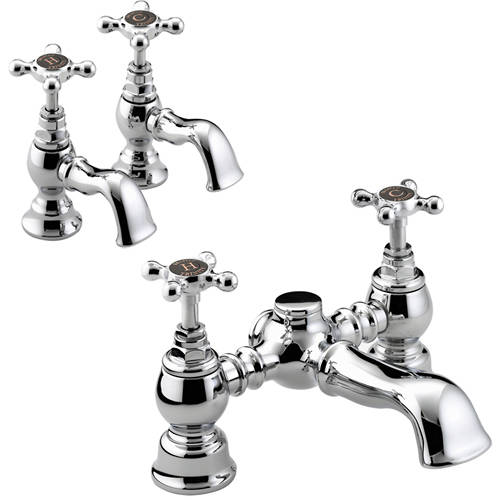 Larger image of Bristan Trinity Basin & Bath Filler Taps Pack (Chrome).