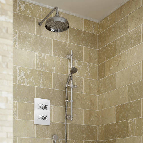 Larger image of Bristan Trinity Shower Pack With Arm, Round Head & Slide Rail Kit (Chrome).