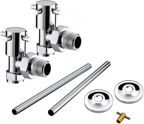 Larger image of Bristan Heating Angled Cross Head Radiator Valves Pack (Chrome).