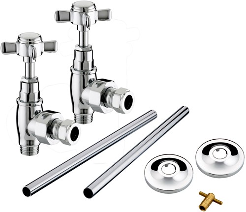 Larger image of Bristan Heating Angled Cross Head Radiator Valves Pack (Chrome).