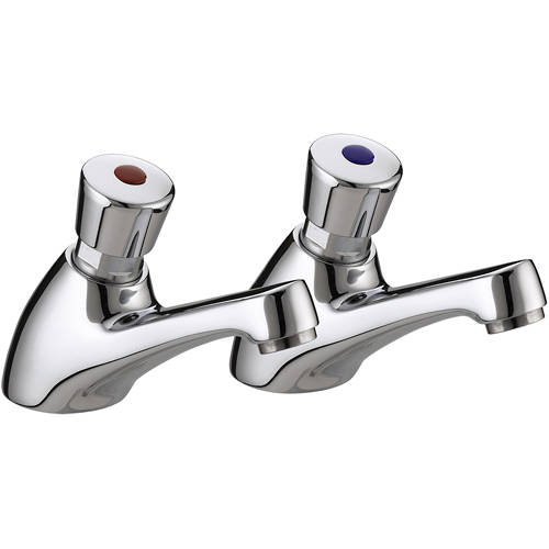 Larger image of Bristan Commercial Timed Flow Basin Taps (Pair, Chrome).