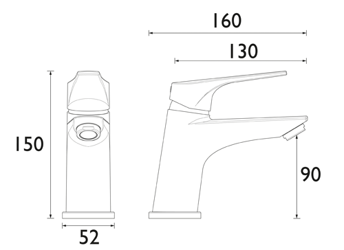 Technical image of Bristan Vantage Basin & Bath Shower Mixer Tap Pack (Chrome).