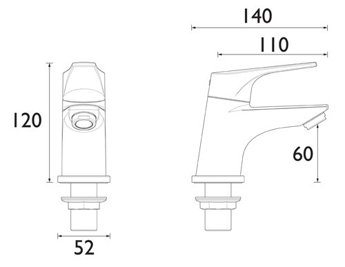 Technical image of Bristan Vantage Basin & Bath Tap Pack (Pairs, Chrome).