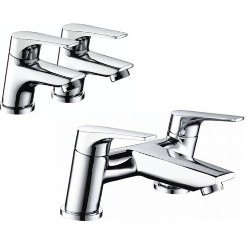 Larger image of Bristan Vantage Pair Of Basin & Bath Filler Tap Pack (Chrome).