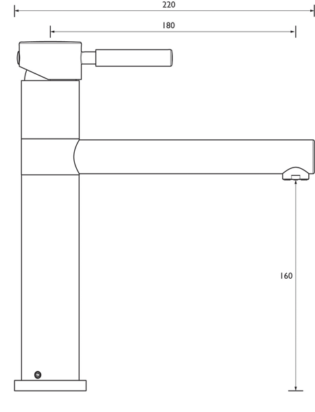 Technical image of Bristan Kitchen Vegas Easy Fit Tall Kitchen Tap (Chrome).