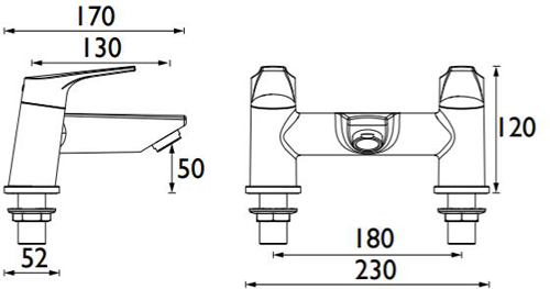 Technical image of Bristan Vantage Bath Filler Tap (Chrome).