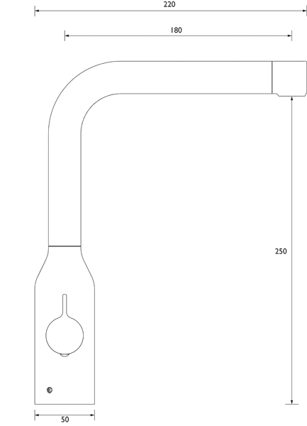 Technical image of Bristan Kitchen Easy Fit Wine Kitchen Tap (TAP ONLY, Brushed Nickel).