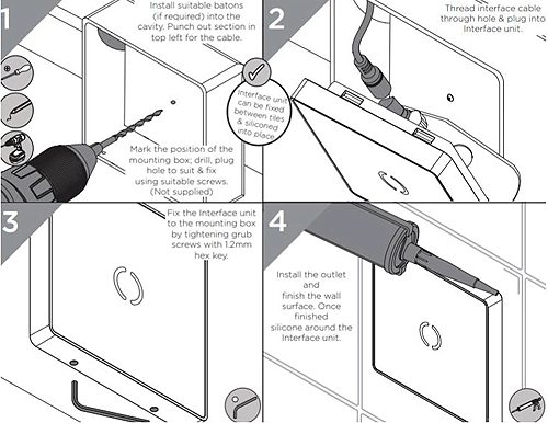 Technical image of Bristan Wave Thermostatic Digital Shower Valve Only (1 Outlet).