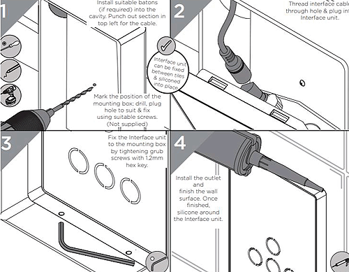 Technical image of Bristan Wave Thermostatic Digital Shower Valve With Head & Slide Rail.