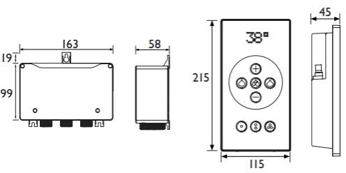 Technical image of Bristan Wave Thermostatic Digital Shower Valve Only (2 Outlets).