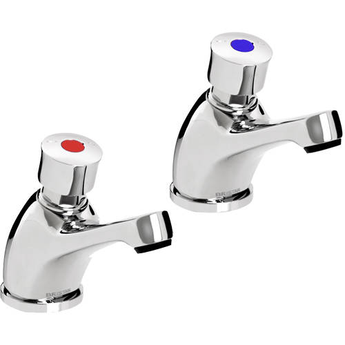 Larger image of Bristan Commercial Timed Flow Soft Touch Basin Taps (Pair, Chrome).