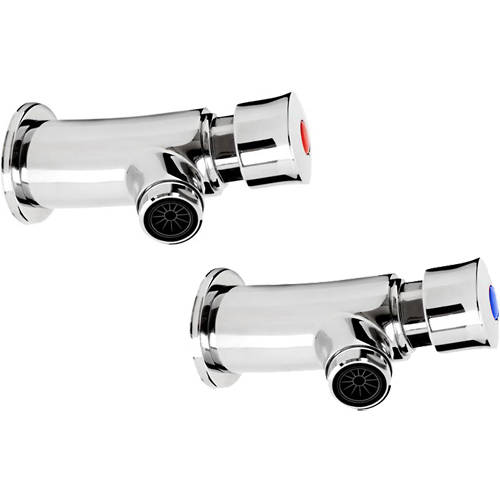 Larger image of Bristan Commercial Timed Flow Soft Touch Wall Mounted Basin Taps (Pair).