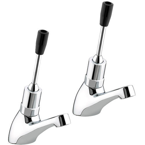 Larger image of Bristan Commercial Toggle Timed Flow Basin Taps (Pair, Chrome).