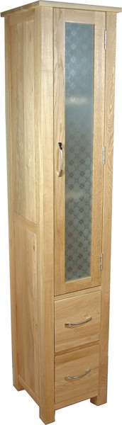 Larger image of Baumhaus Mobel Tall Bathroom Storage Cabinet (Oak). Size 1800x365mm.