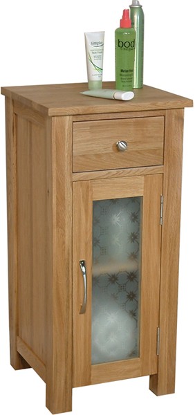 Larger image of Baumhaus Mobel Bathroom Storage Cabinet (Oak). Size 765x365mm.
