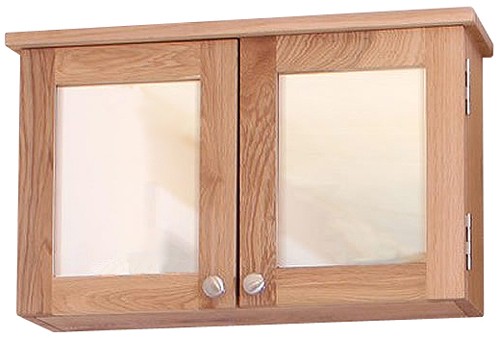 Larger image of Baumhaus Mobel Mirror Bathroom Cabinet (Oak). Size 630x380mm.