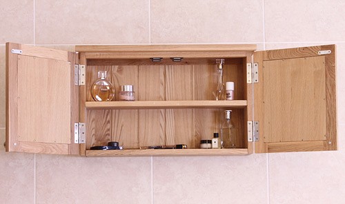 Example image of Baumhaus Mobel Mirror Bathroom Cabinet (Oak). Size 630x380mm.