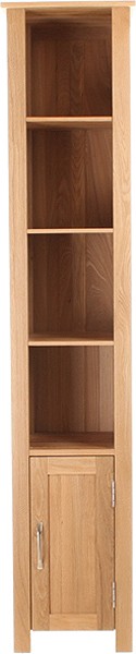 Larger image of Baumhaus Mobel Tall Bathroom Storage Cabinet (Oak). Size 1800x365mm.