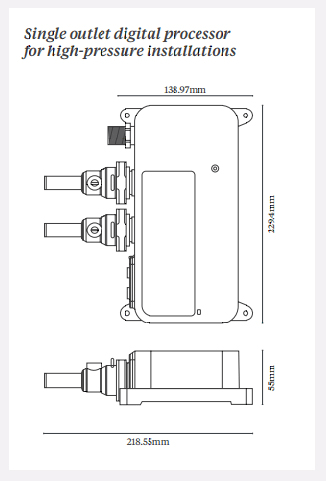 Technical image of Digital Showers Digital Shower Valve, Remote & 8" Round Shower Head (HP).