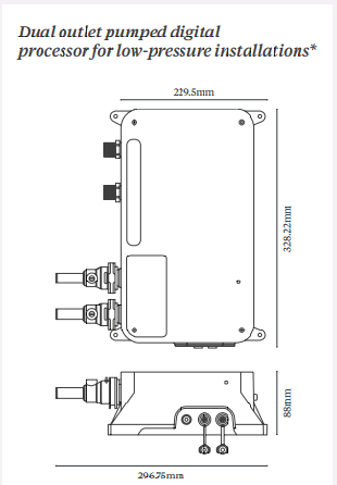 Technical image of Digital Showers Shower / Shower Valve With Remote & Processor (2 Outlets, LP).