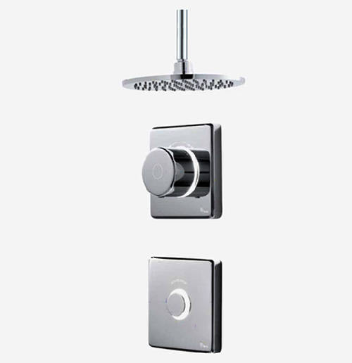 Larger image of Digital Showers Digital Shower Valve, Remote & 8" Round Shower Head (HP).