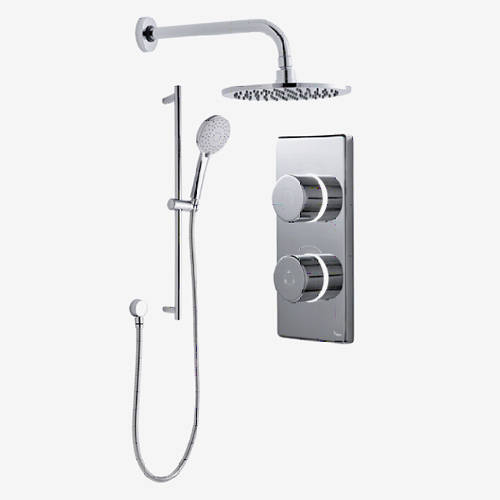 Larger image of Digital Showers Twin Digital Shower Pack, Slide Rail & 8" Round Head (HP).
