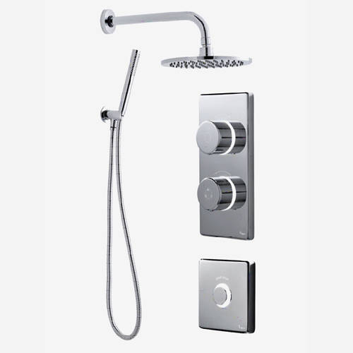Larger image of Digital Showers Twin Digital Shower Pack, Round Head, Remote & Kit (HP).