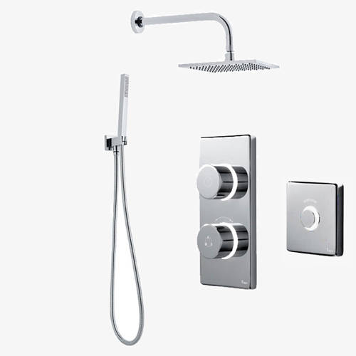 Larger image of Digital Showers Twin Digital Shower Pack, Square Head, Remote & Kit (HP).