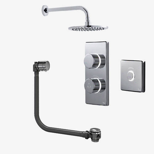 Larger image of Digital Showers Digital Shower Pack, Bath Filler, Remote & Round Head (HP).