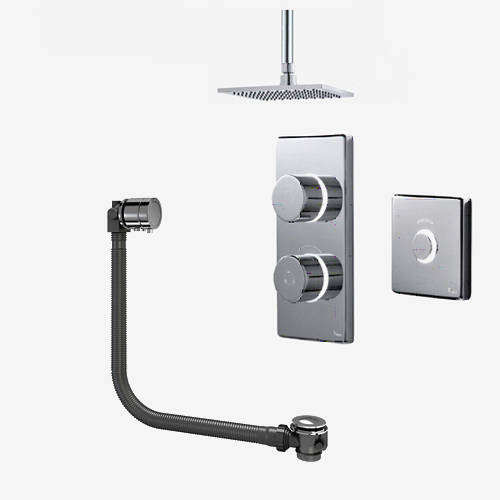 Larger image of Digital Showers Digital Shower Pack, Bath Filler, Remote & Square Head (HP)