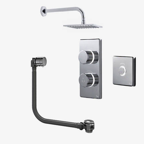 Larger image of Digital Showers Digital Shower Pack, Bath Filler, Remote & Square Head (HP)