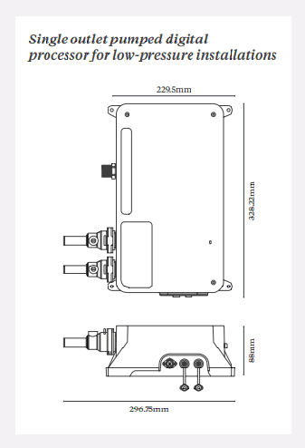 Technical image of Digital Showers Digital Shower Valve, Remote & 8" Round Shower Head (LP).