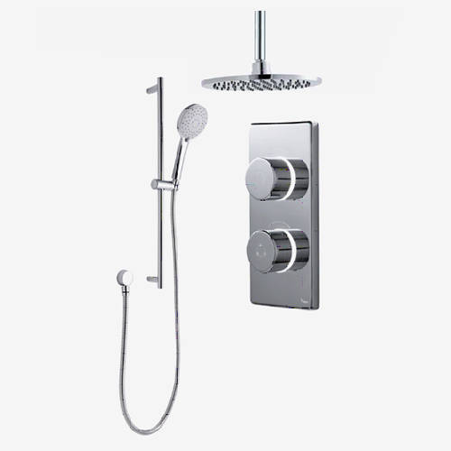 Larger image of Digital Showers Twin Digital Shower Pack, Slide Rail & 8" Round Head (LP).