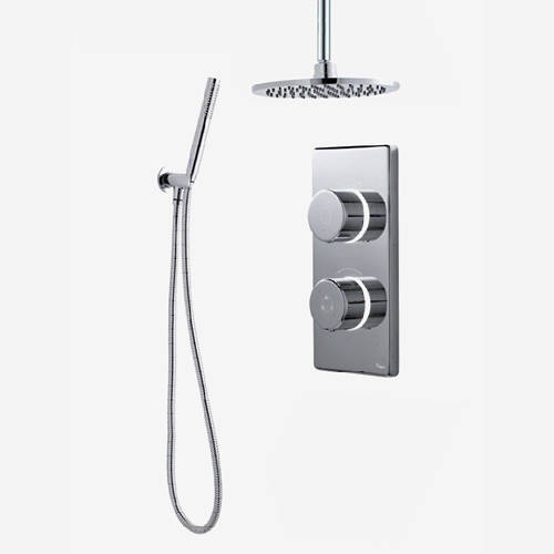 Larger image of Digital Showers Twin Digital Shower Pack, 8" Round Head & Kit (LP).