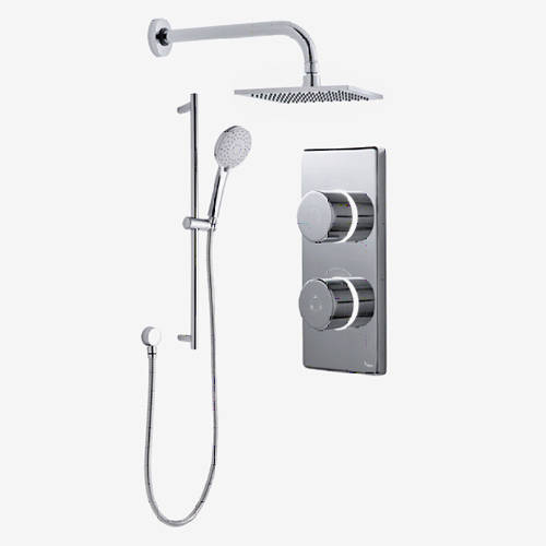 Larger image of Digital Showers Twin Digital Shower Pack, Slide Rail & 8" Square Head (LP).