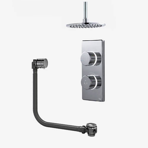 Larger image of Digital Showers Twin Digital Shower Pack, Bath Filler & 8" Round Head (LP).