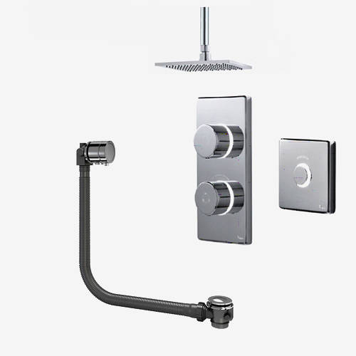 Larger image of Digital Showers Digital Shower Pack, Bath Filler, Remote & Square Head (LP)