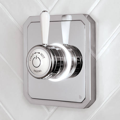 Example image of Digital Showers Digital Shower Valve, Wall Arm & 12" Shower Head (HP).