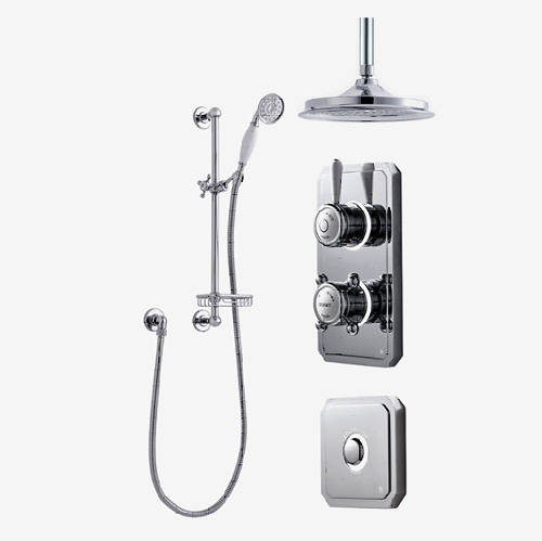 Larger image of Digital Showers Digital Shower Pack, Rail, Basket, 12" Head & Remote (HP).