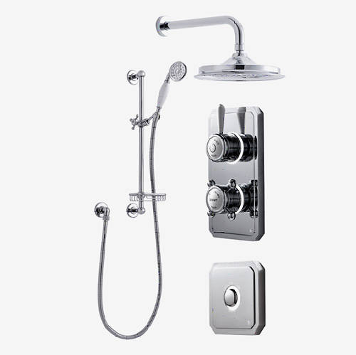 Larger image of Digital Showers Twin Digital Shower Pack, Slide Rail, 9" Head & Remote (HP).