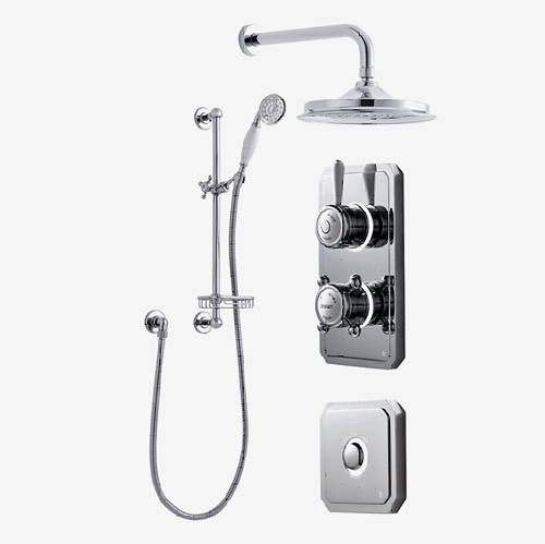 Larger image of Digital Showers Digital Shower Pack, Rail, Basket, 9" Head & Remote (HP).