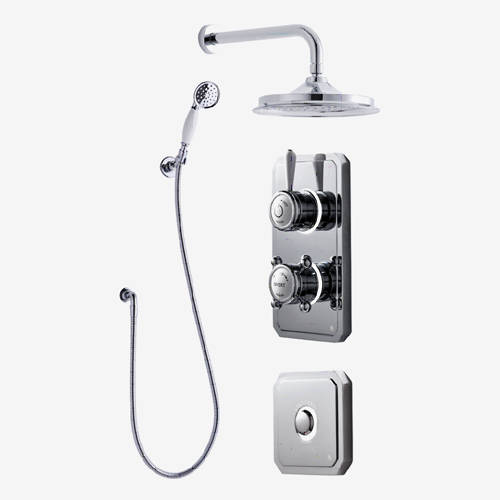 Larger image of Digital Showers Twin Digital Shower Pack, Spray Kit, 9" Head & Remote (HP).