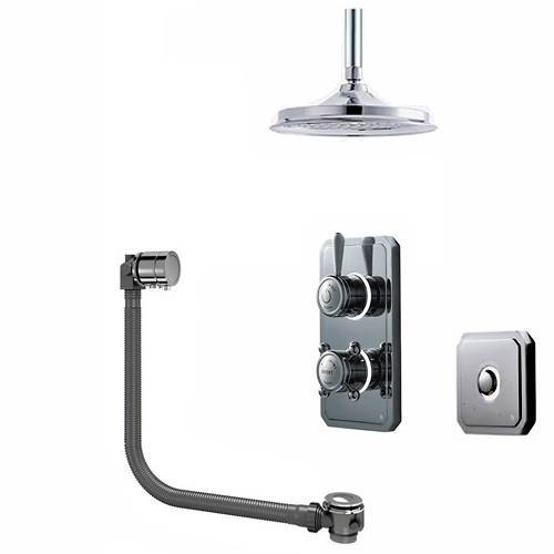Larger image of Digital Showers Digital Shower Pack, Bath Filler, 12" Head & Remote (HP).